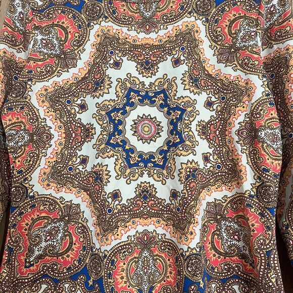 J. McLaughlin Women’s Multi Catalina Cloth Medallion Print 3/4 Sleeve Top Sz-S - Picture 2 of 5